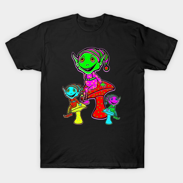 Shroom Trippin Elves T-Shirt by heathengirl64